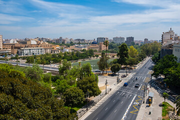 Fototapeta na wymiar Panoramic view of the center of Valencia, Spain
