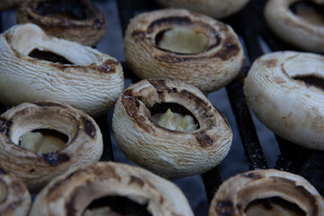 delicious organic mushrooms cooked on the barbecue