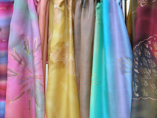 Colored silk scarves