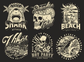 Fototapeta premium Summer party set monochrome flyers