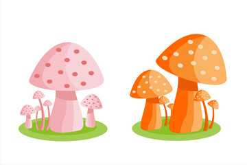 Set of mushrooms. Collection of different mushrooms. Mushrooms vector illustration
