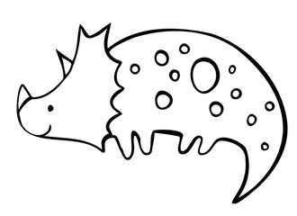 Cute little dinosaur isolated on white. Vector illustration. Perfect for print, coloring book, greeting card.