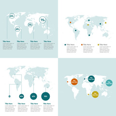 World Map Infographic Set, World Map, Vector Map, Countries Map