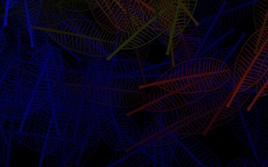 Dark Blue, Yellow vector doodle background with leaves.