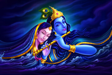 Radha and Krishna (symbol of Devine Love) - obrazy, fototapety, plakaty