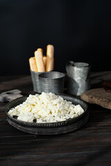 Ingredients to make tiramisu. Traditional dessert from Italy. Tasty food. Dessert with mascarpone cheese.