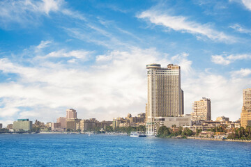 Fototapeta na wymiar Beautiful view of the Nile embankment in the center of Cairo, Egypt