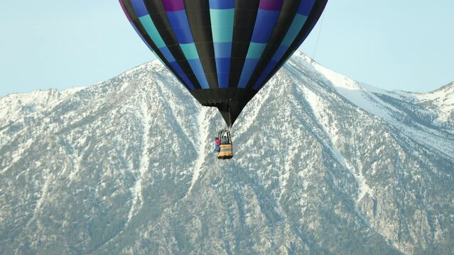 Hot Air Balloons in Carson Valley Nevada with Shallow Depth of Field on a Cold Winter Morning