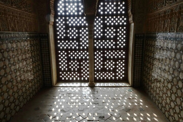 Spain. Details of a dor of the Palace in Alhambra