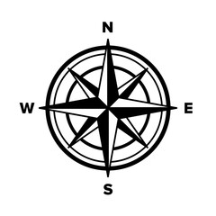 Compass icon. Travel and navigation symbol. The subject of orientation on the terrain or map. Isolated raster illustration on white background.