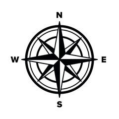 Compass icon. Travel and navigation symbol. The subject of orientation on the terrain or map. Isolated vector illustration on white background.