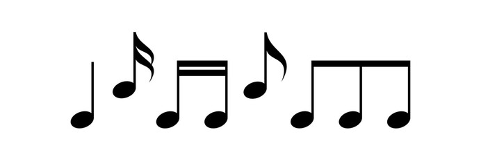 Collection of music notes icons. Symbol of music and sound. Isolated raster illustration on white background.  © Checha