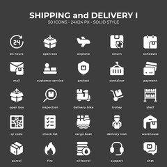 Shipping and Delivery Icon Pack With Black Color