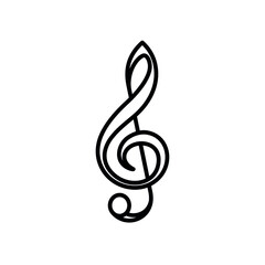 Treble clef icon. Symbol of music and sound. Isolated vector illustration on white background.