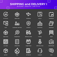 Shipping and Delivery Icon Pack With Black Color