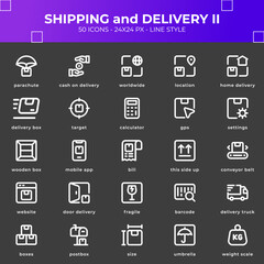Shipping and Delivery Icon Pack With Black Color