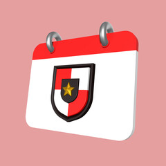 3D Indonesia Independence Day Calendar Illustration Side View