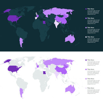 World Map Infographic, Heat Map, Vector Map, Countries Heat Map