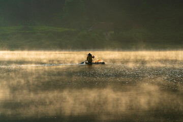 Obraz na płótnie Canvas Sunrise time in Situ Patenggang Lake Rancabali Ciwidey West Java Indonesia