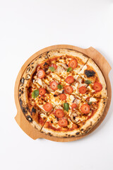 pizza with strawberries on a white background