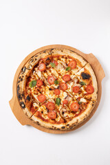 pizza with strawberries on a white background