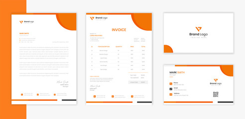 Modern Corporate Stationery design set, business letterhead, invoice design and business card vector