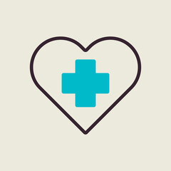 Fototapeta premium Cross inside heart vector icon. Medical sign