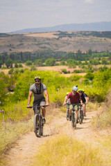 Naklejka premium Riding bikes together