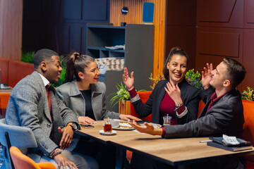 Laughing and talking