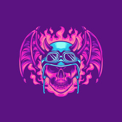 Bat Skull Rider Illustration