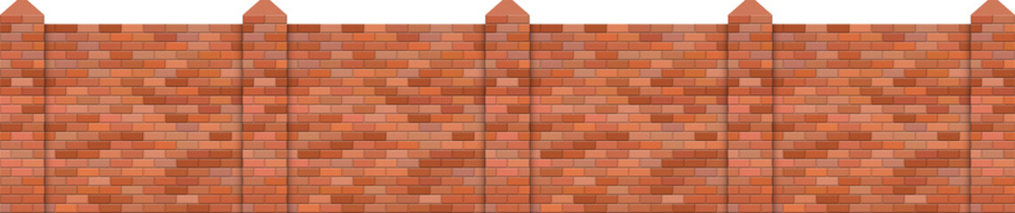 Brick fence vector illustration isolated on white background