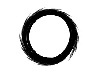 Grunge circle made of black paint.Grunge oval shape made with art brush.