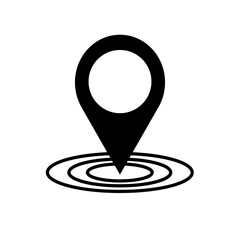 Geolocation black icon. GPS location on the map. Path and movement, navigation path icon, marker on the map