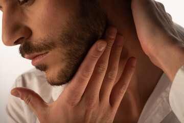 Fototapeta premium Adult man posing in studio