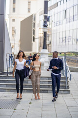 Obraz premium Smiling and walking while talking