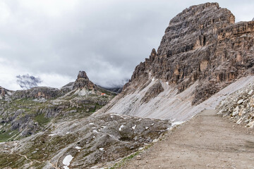 Dolomites, Three Peaks of Lavaredo. Italian Dolomites with famous Three Peaks of Lavaredo, Tre Cime , South Tyrol, Italy,
