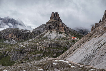 Dolomites, Three Peaks of Lavaredo. Italian Dolomites with famous Three Peaks of Lavaredo, Tre Cime , South Tyrol, Italy,