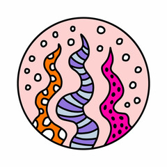 Sea food plants vector icon logotype in cartoon doodle style