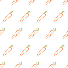 Outline simple seamless pattern with carrots on white background.