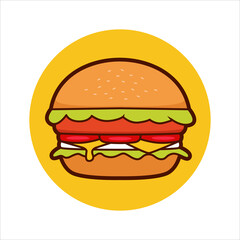 big hamburger with melting cheese burger vector illustration