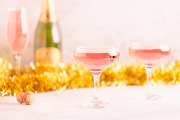 Champagne or wine on a decorated table