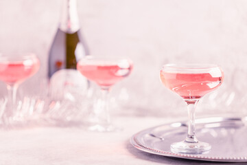 Champagne or wine on a decorated table