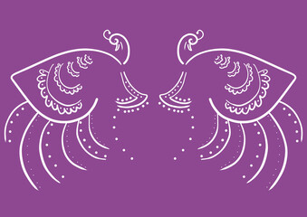 Peacock eyes on a purple background