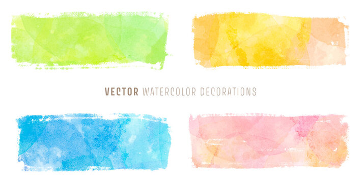Watercolor decorations; background for title and logo