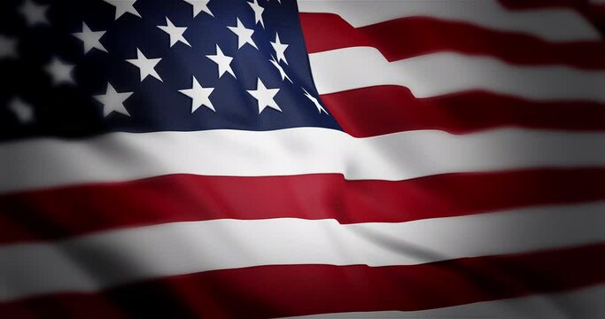Flag of the United States of America waving 3d animation. Seamless looping American flag animation. USA flag waving 4k