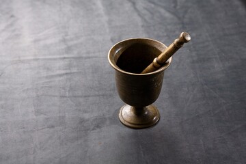 antique mortar and pestle in the kitchen