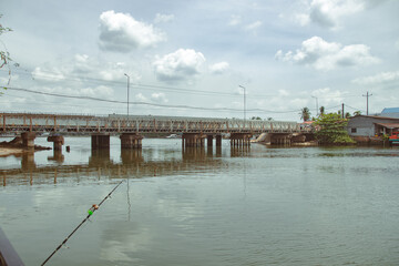 Old bridge leading to Fish Island in Kampot Cambodia