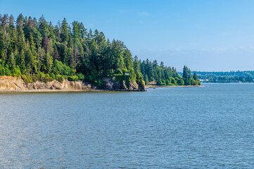 A view along Stanley Park towards English Bay in Vancouver, Canada in summertime