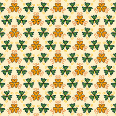 Spring pattern, leaf pattern, flower, on the background, yellow, hand-drawn lines, decoration, textile, wrapping, covering, packaging, etc.