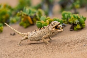 Namaqua Chameleon eating a beetle  © Pascale Gueret/Wirestock Creators